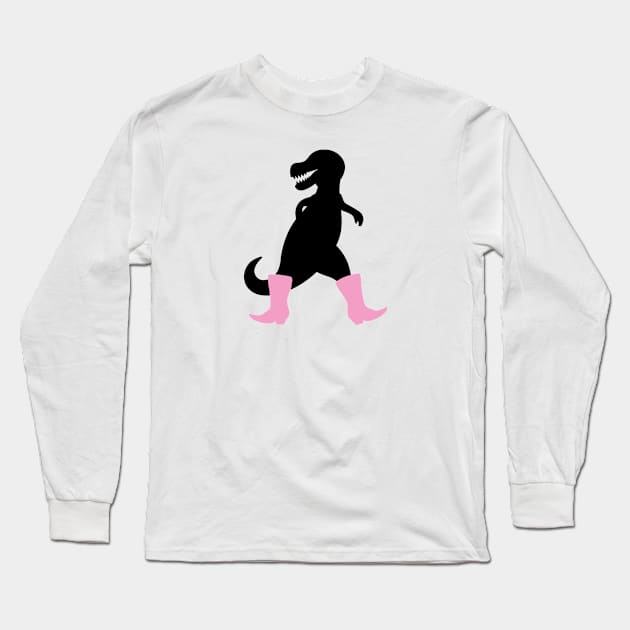 Stylish dinosaur with boots Long Sleeve T-Shirt by schlag.art